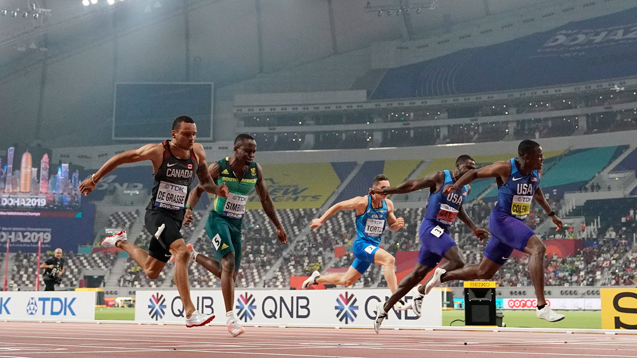 canadas-andre-de-grasse-finishes-third-in-100-metres-behind-usas-christian-coleman-and-justin-gaitlin