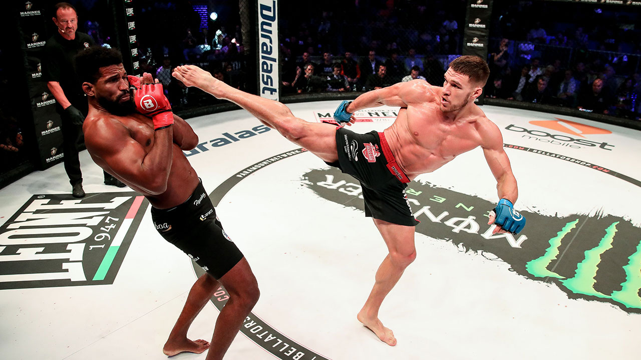 Vadim-Nemkov-kicks-at-Rafael-Carvalho-Bellator-230