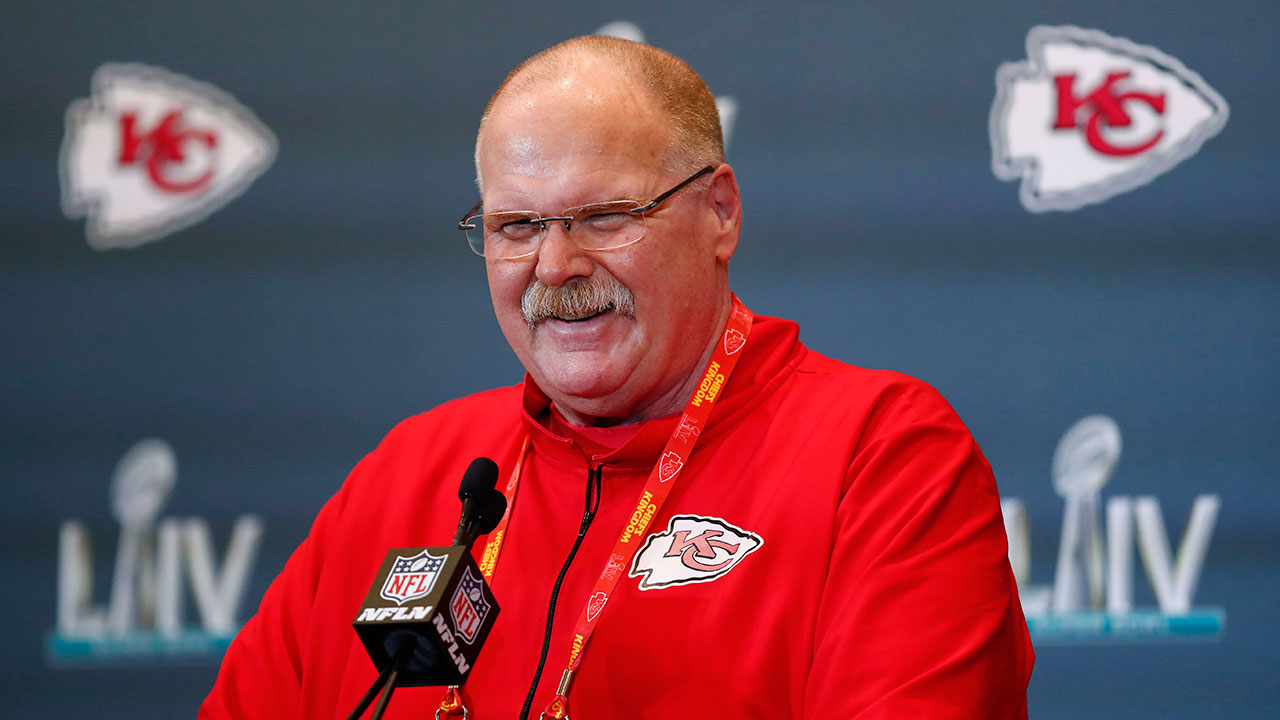 Kansas City Chiefs head coach Andy Reid speaks during a news conference on Tuesday, Jan. 28, 2020, in Aventura, Fla., for NFL Super Bowl 54 football game. (Brynn Anderson/AP)