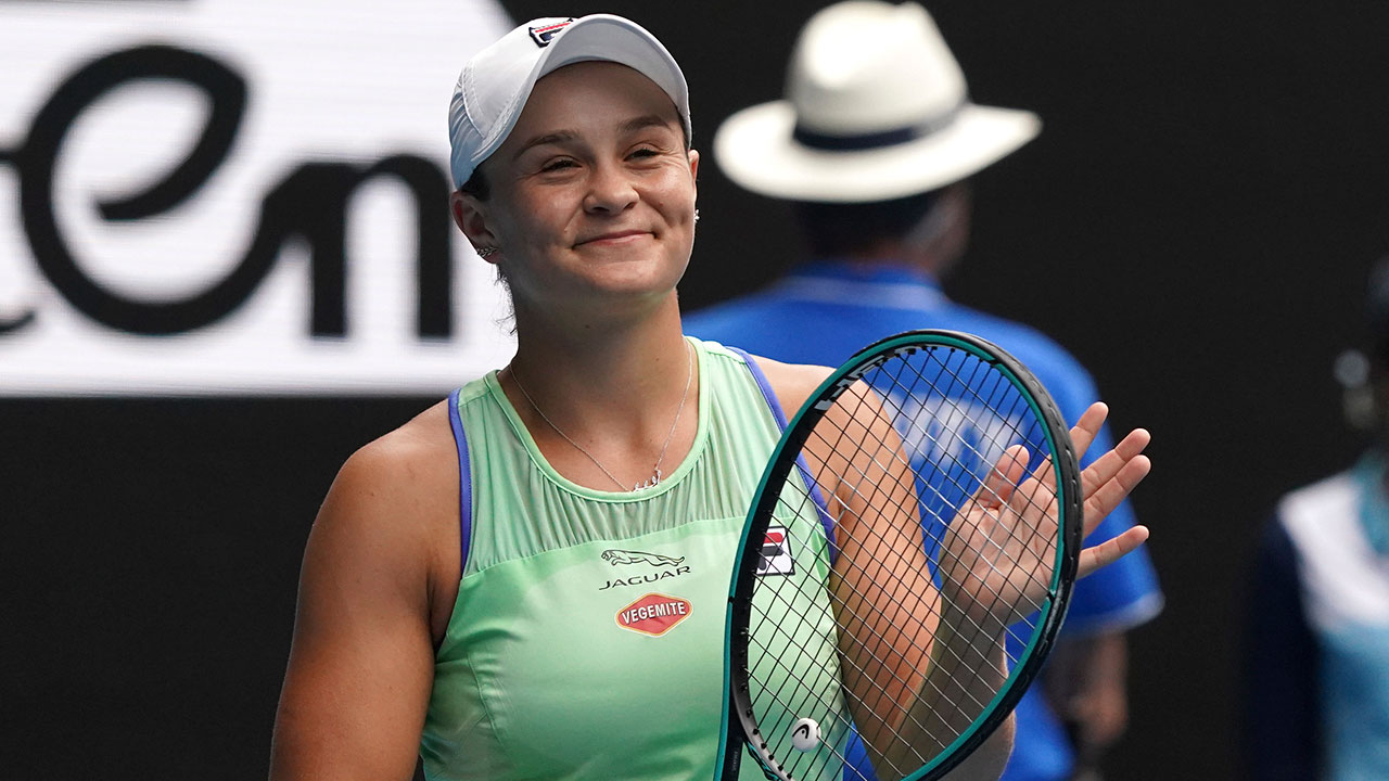 Australia's Ashleigh Barty celebrates. (Lee Jin-man/AP)