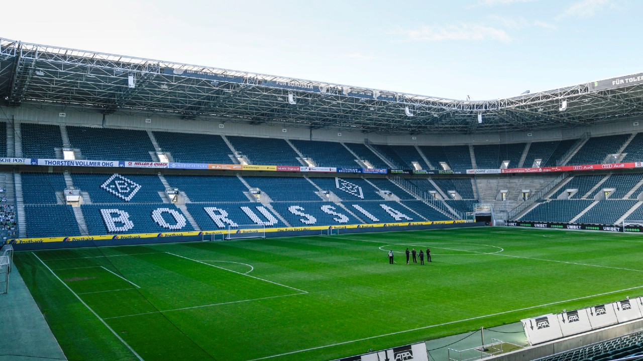 The empty stadium of German Bundesliga soccer club Borussia Moenchengladbach. (Martin Meissner/AP)