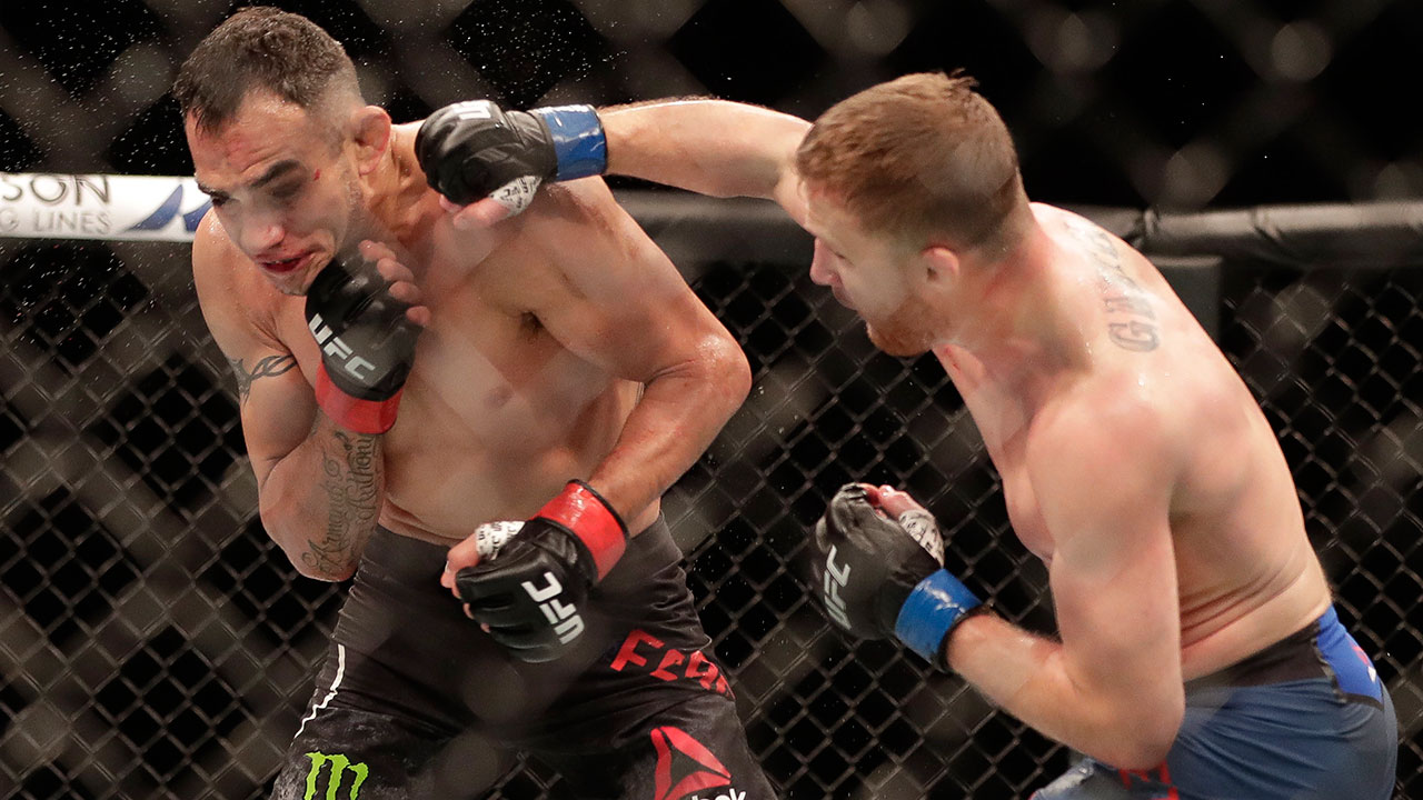 Justin-Gaethje-punches-Tony-Ferguson-during-a-UFC-249