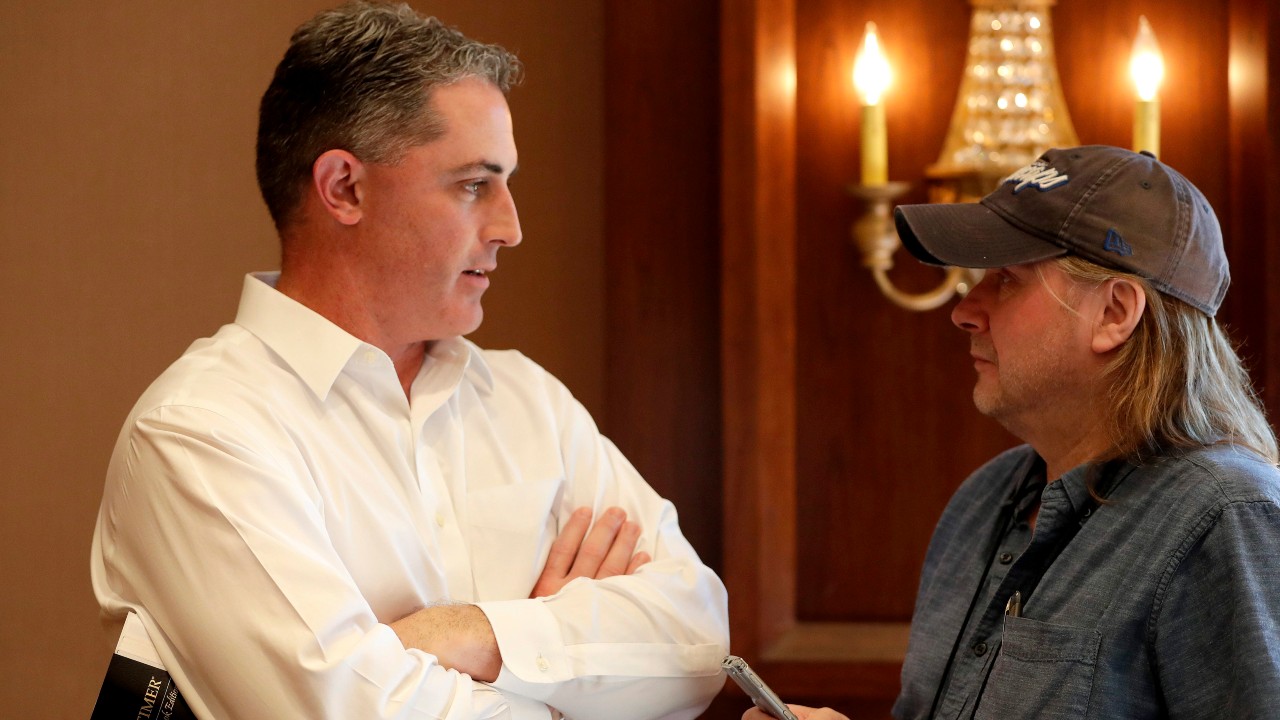 Colorado Rockies general manager Jeff Bridich speaks at a media availability during the Major League Baseball general managers annual meetings, Wednesday, Nov. 13, 2019, in Scottsdale, Ariz. (Matt York / AP)