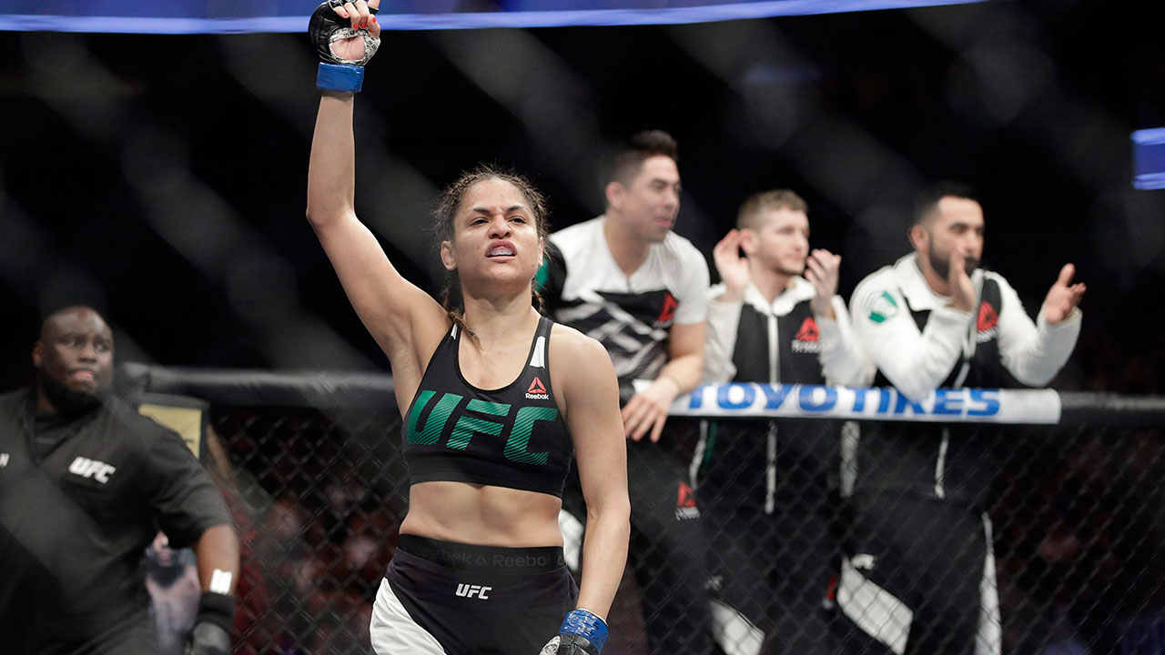 Cynthia-Calvillo-celebrates-after-picking-up-a-UFC-win