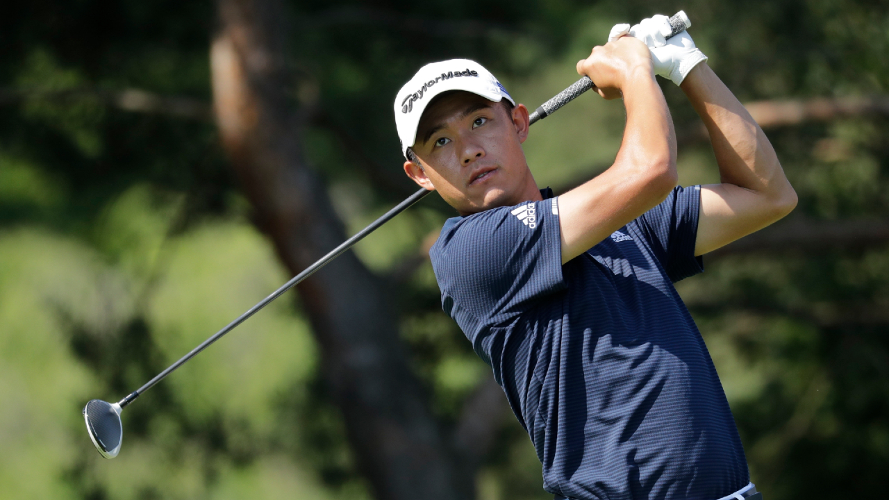 Collin Morikawa hits a drive on the second hole during the second round of the Workday Charity Open golf tournament, Friday, July 10, 2020, in Dublin, Ohio. (Darron Cummings/AP)
