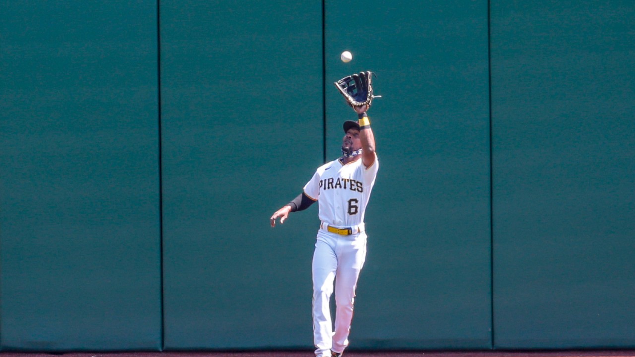Centre-fielder Jarrod Dyson catches a fly ball. (AP Photo/Keith Srakocic)