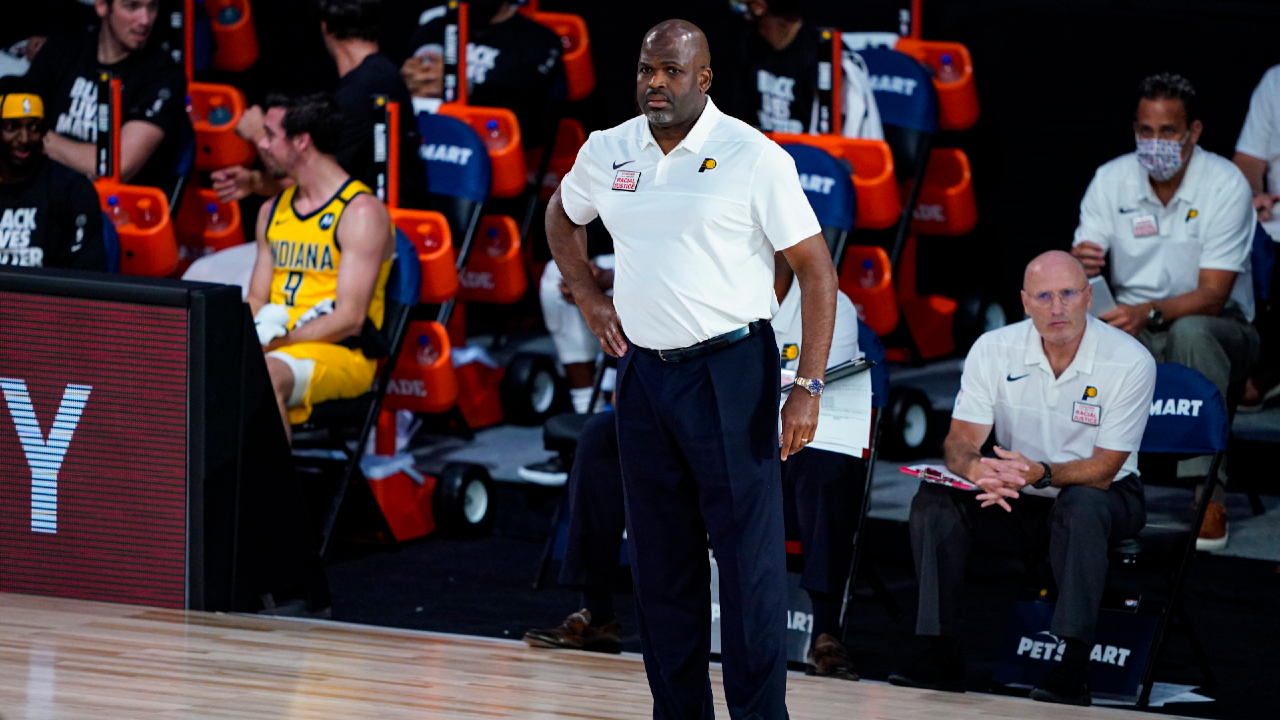 Indiana Pacers head coach Nate McMillan watches his team play the Orlando Magic. (Ashley Landis/AP)