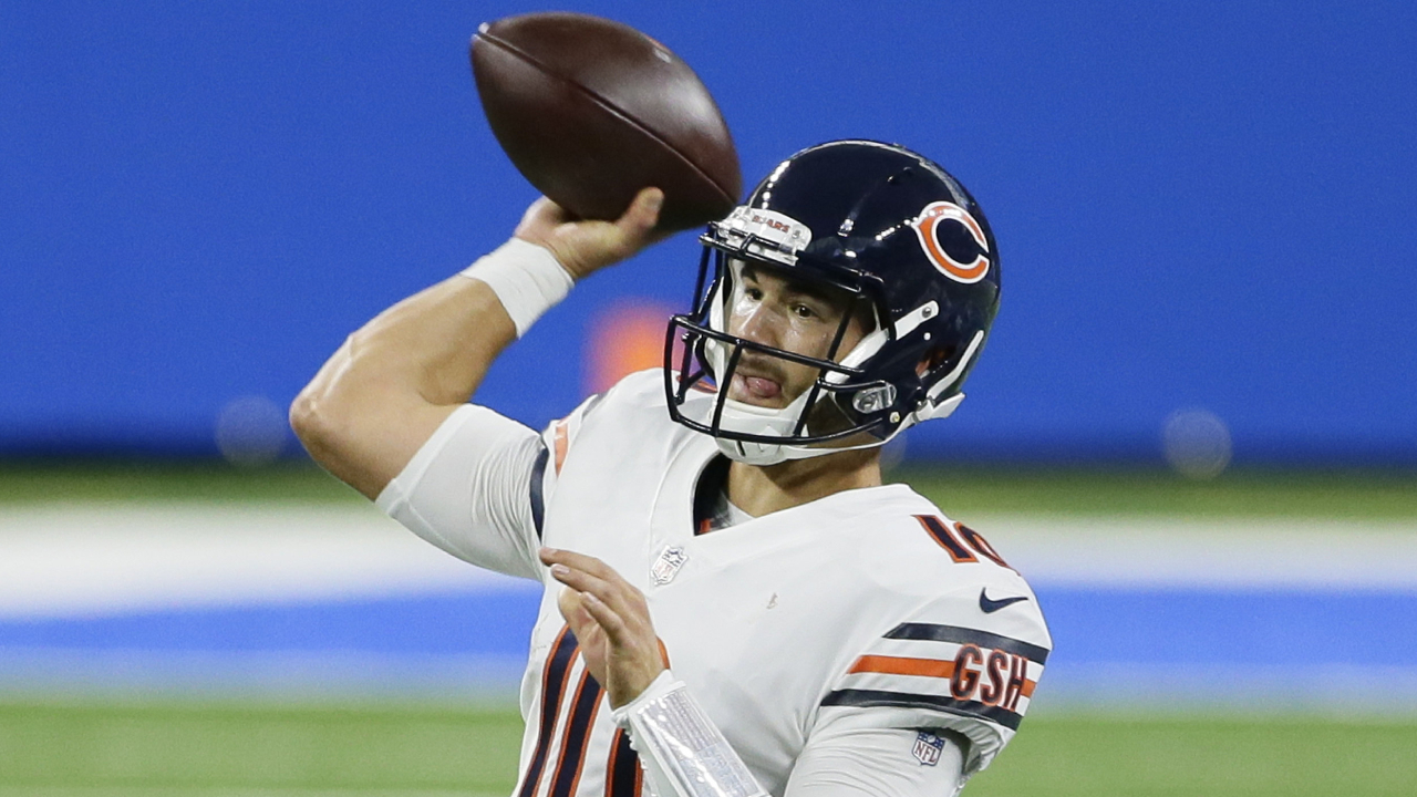 Chicago Bears quarterback Mitchell Trubisky throws against the Detroit Lions, Sunday, Sept. 13, 2020. (Duane Burleson/AP)