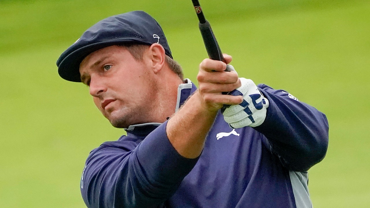 Bryson DeChambeau, of the United States, plays a shot off the 12th fairway during the second round of the US Open Golf Championship, Friday, Sept. 18, 2020, in Mamaroneck, N.Y. (Charles Krupa/AP)