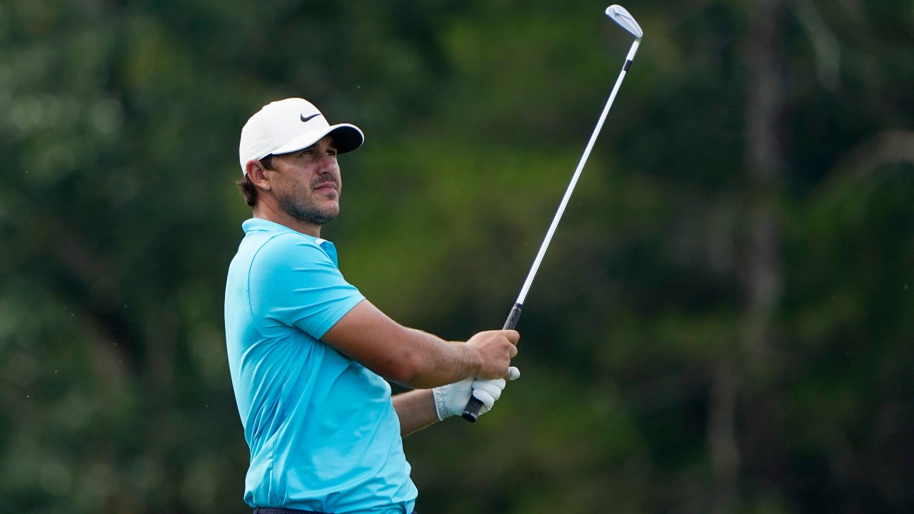 Brooks Koepka watches his tee shot on the 16th hole during the second round of the Wyndham Championship golf tournament. (Chris Carlson/AP)