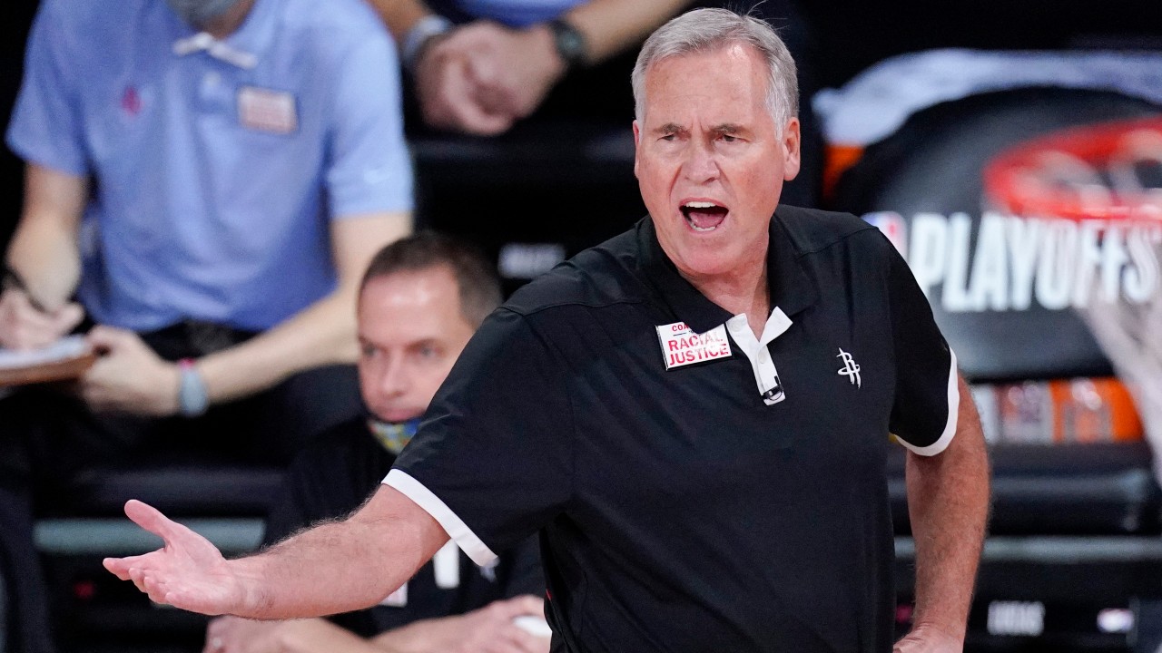 Houston Rockets head coach Mike D'Antoni yells from the bench during the second half of an NBA conference semifinal playoff basketball game against the Los Angeles Lakers. (Mark J. Terrill/AP) 