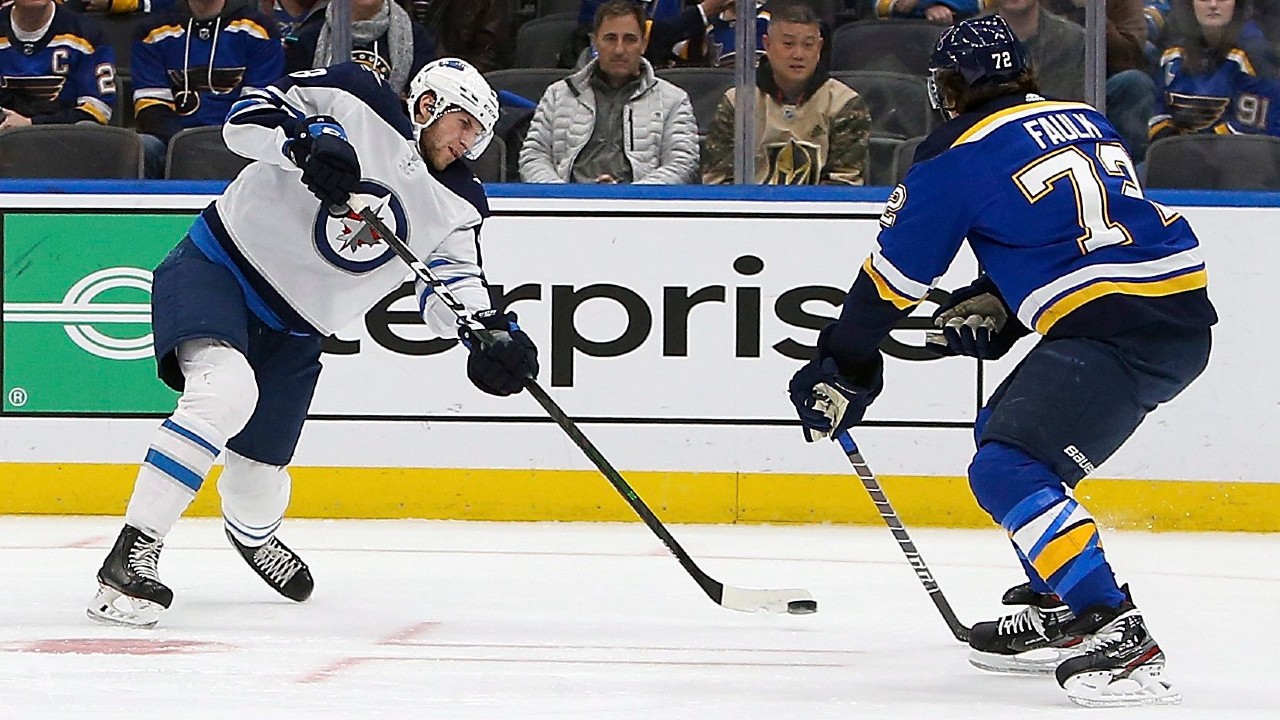 Winnipeg Jets forward Jansen Harkins (58) has re-signed with the club. (Scott Kane/AP)