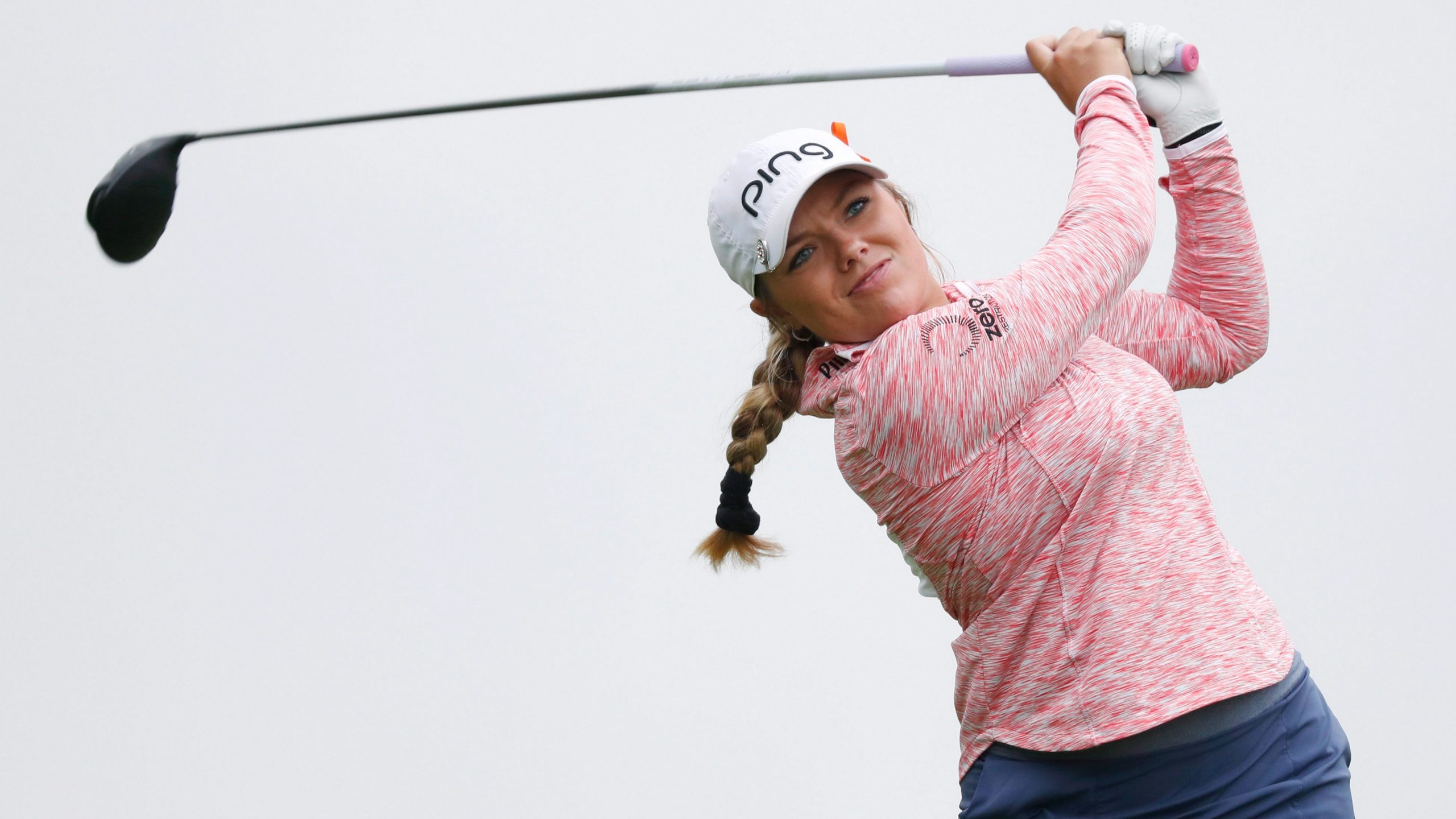 Lauren Stephenson hits off the third tee during the final round of the KPMG Women's PGA Championship golf tournament. (Charlie Neibergall/AP)