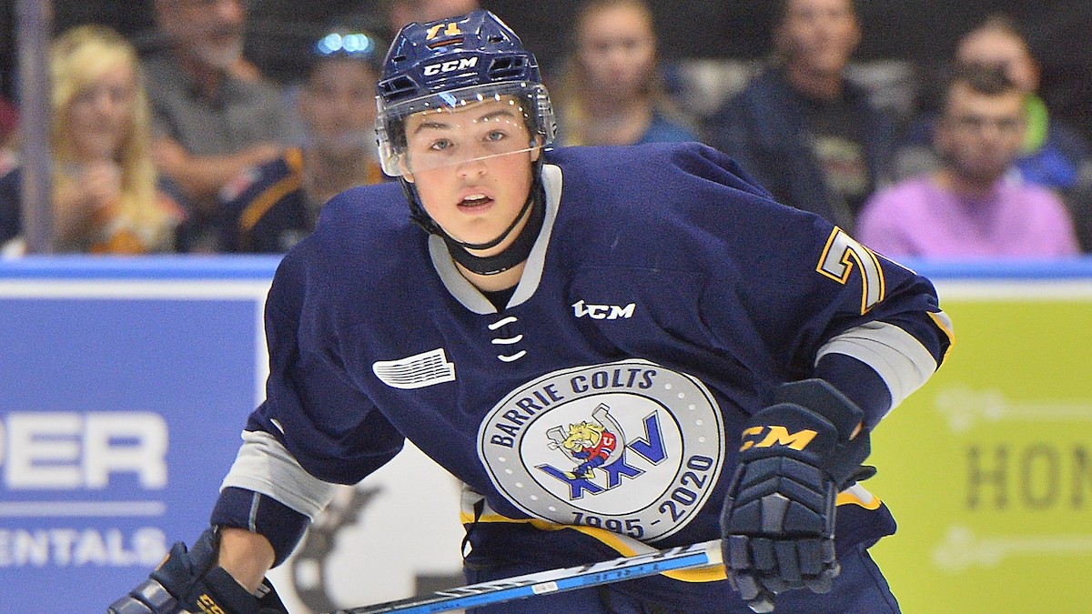 Tyson Foerster of the Barrie Colts has signed his entry-level deal with the Philadelphia Flyers. (Terry Wilson/OHL Images)