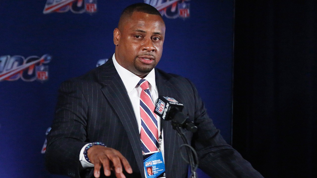 NFL vice president Troy Vincent speaks to the media during an owners meeting in Key Biscayne, Fla. (Brynn Anderson/AP)
