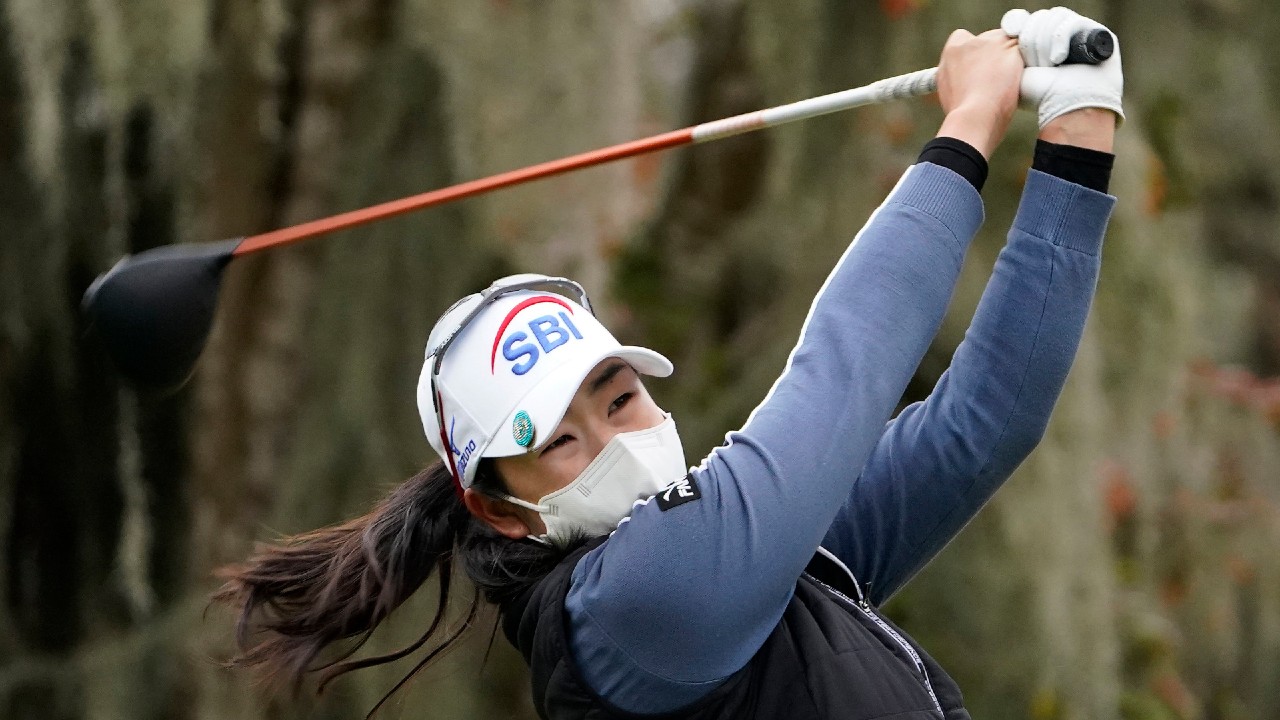 A Lim Kim hits off the third tee during the final round of the U.S. Women's Open. (David J. Phillip/AP)