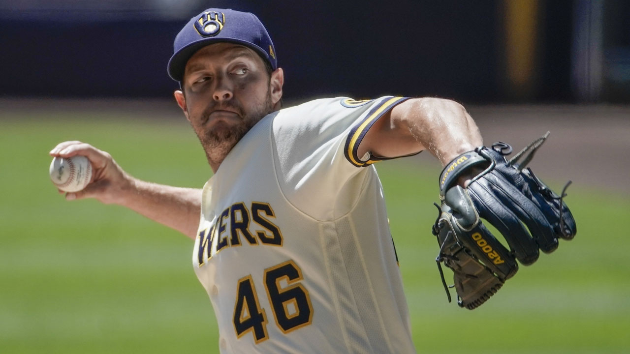 Milwaukee Brewers' Corey Knebel throws during a practice session. (Morry Gash/AP)