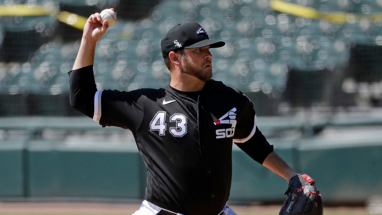 Chicago White Sox pitcher Evan Marshall throws during an intrasquad baseball game at Guaranteed Rate Field in Chicago, Tuesday, July 14, 2020. (AP Photo/Nam Y. Huh)
