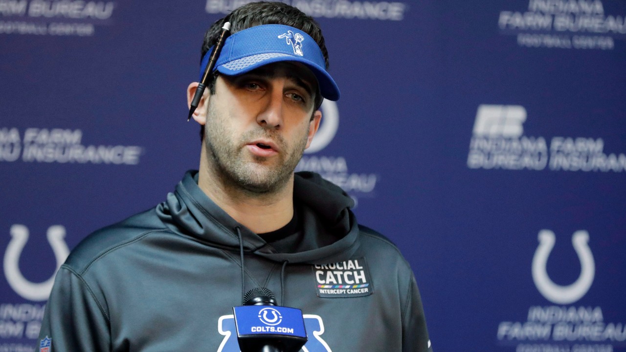 Indianapolis Colts offensive coordinator Nick Sirianni speaks during a news conference at the NFL team's facility, Wednesday, Jan. 2, 2019, in Indianapolis. The Colts will play the Houston Texans in an NFL wildcard playoff game on Saturday. (Darron Cummings / AP)