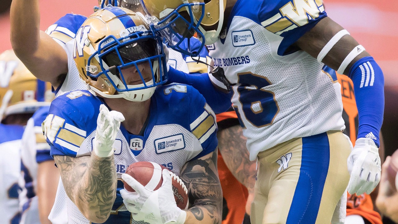 The Winnipeg Blue Bombers' Mike Miller, left, has signed a contract extension. (Darryl Dyck/CP)