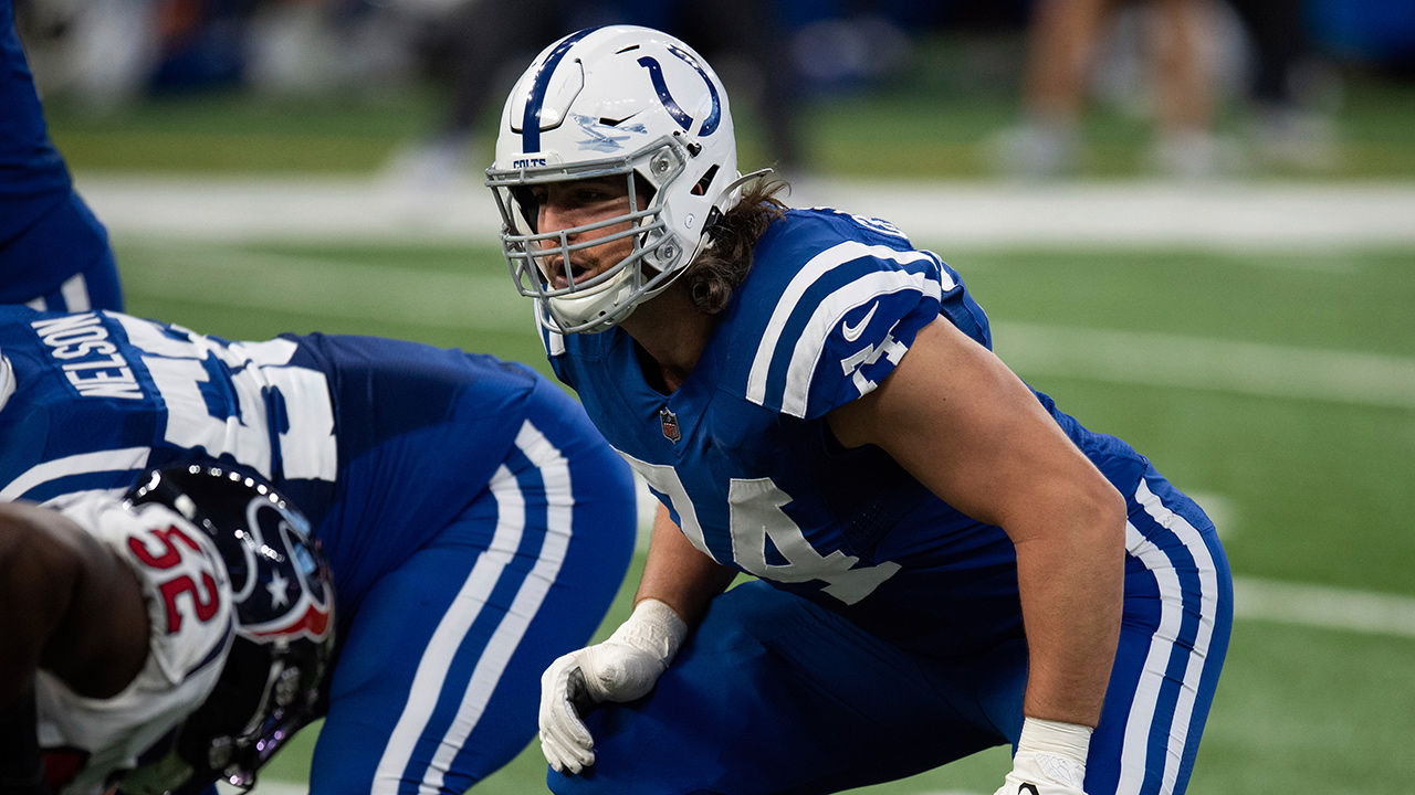 Indianapolis Colts tackle Anthony Castonzo (74) gets ready for the snap during a game against the Houston Texans on Sunday, Dec. 20, 2020, in Indianapolis. (Zach Bolinger/AP)