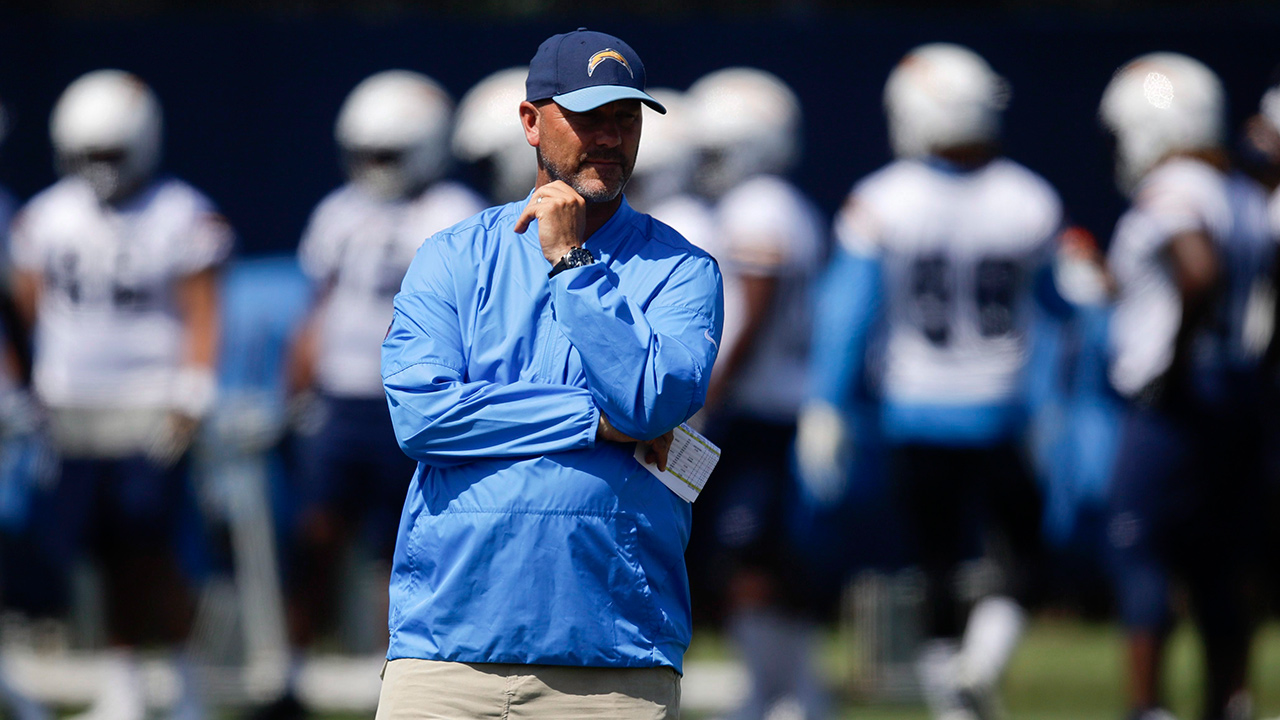 Gus Bradley, then-Los Angeles Chargers defensive coordinator, watches during practice at the NFL football team's minicamp Wednesday,June 13, 2018, in Costa Mesa, Calif. (Chris Carlson/AP)
