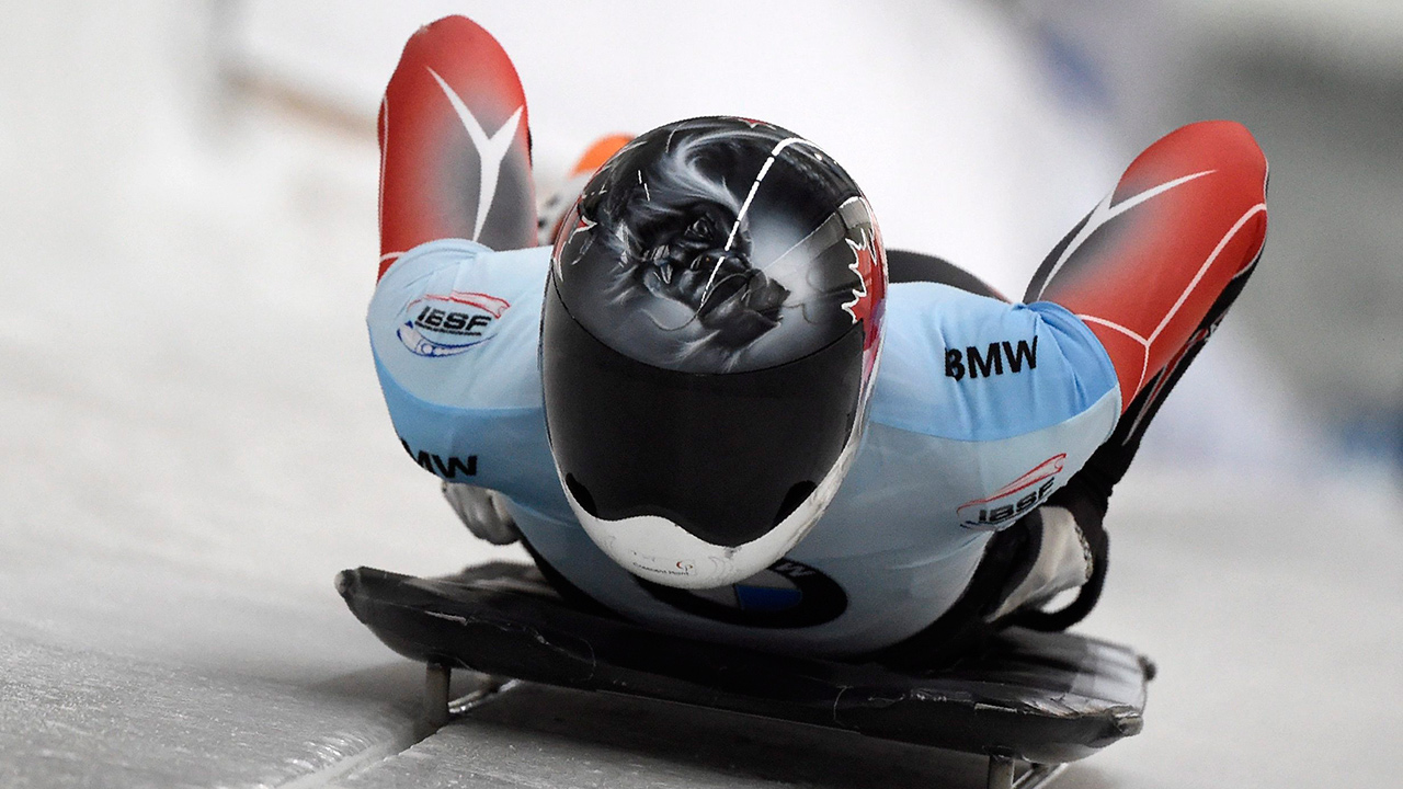Jane Channell of Canada starts during the women's Skeleton competition at the Bobsleigh and Skeleton World Championships in Altenberg, eastern Germany, Saturday, Feb. 29, 2020. (Jens Meyer/AP)