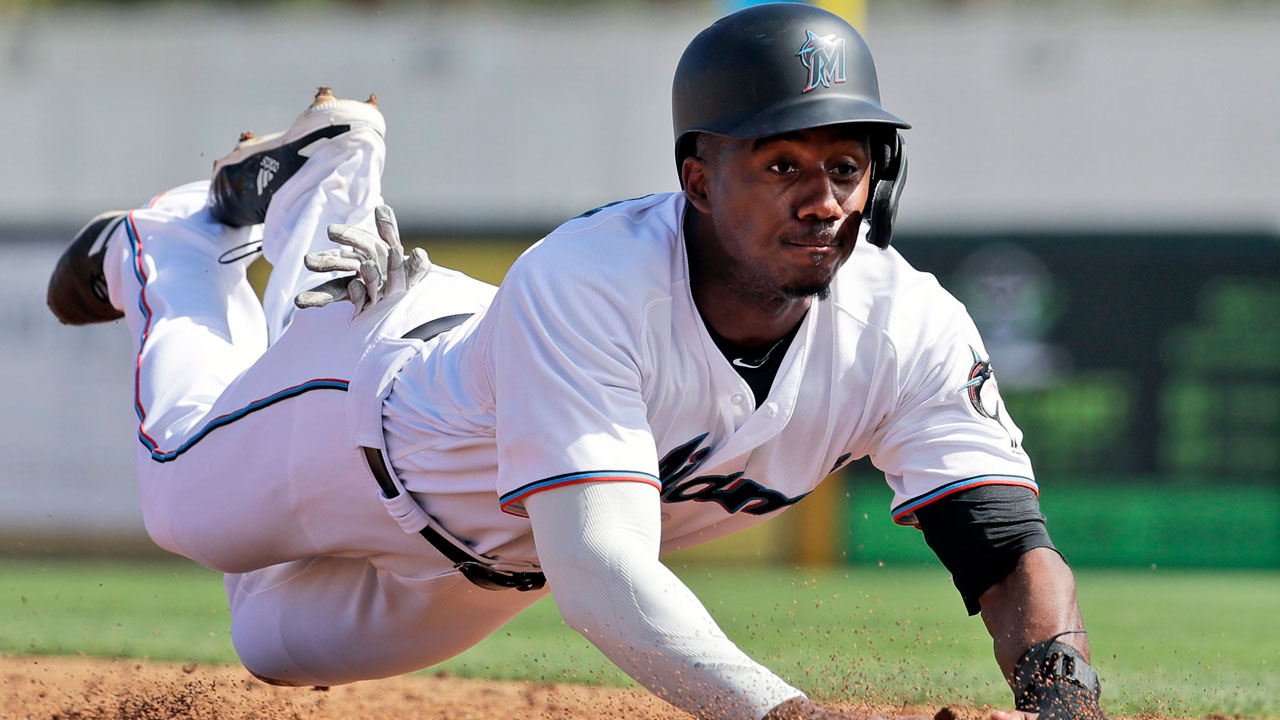 Miami Marlins outfielder Lewis Brinson. (Jeff Roberson/AP)