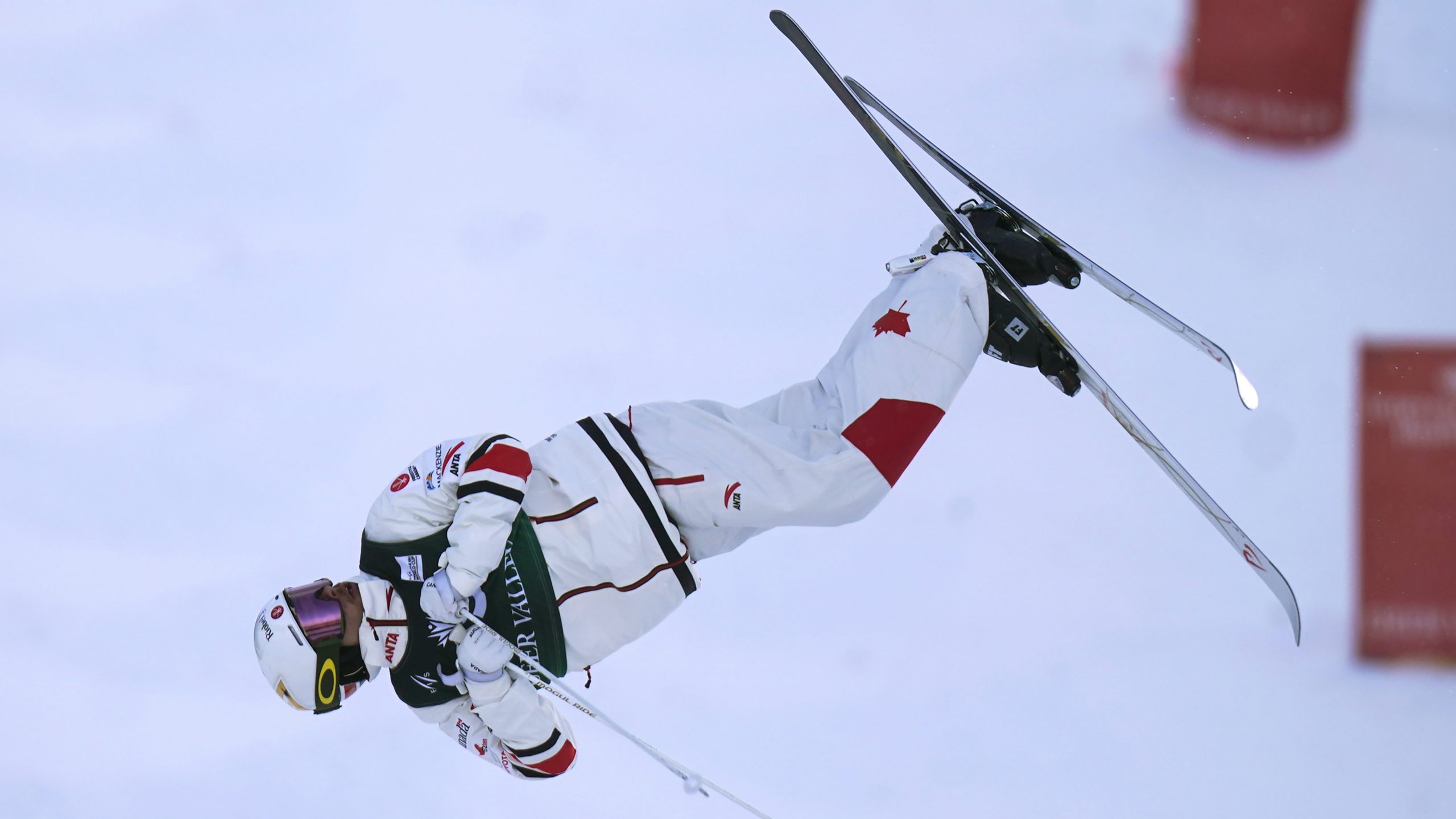 Canada's Mikael Kingsbury flying high at a World Cup men's freestyle moguls skiing event. (Rick Bowmer/AP)