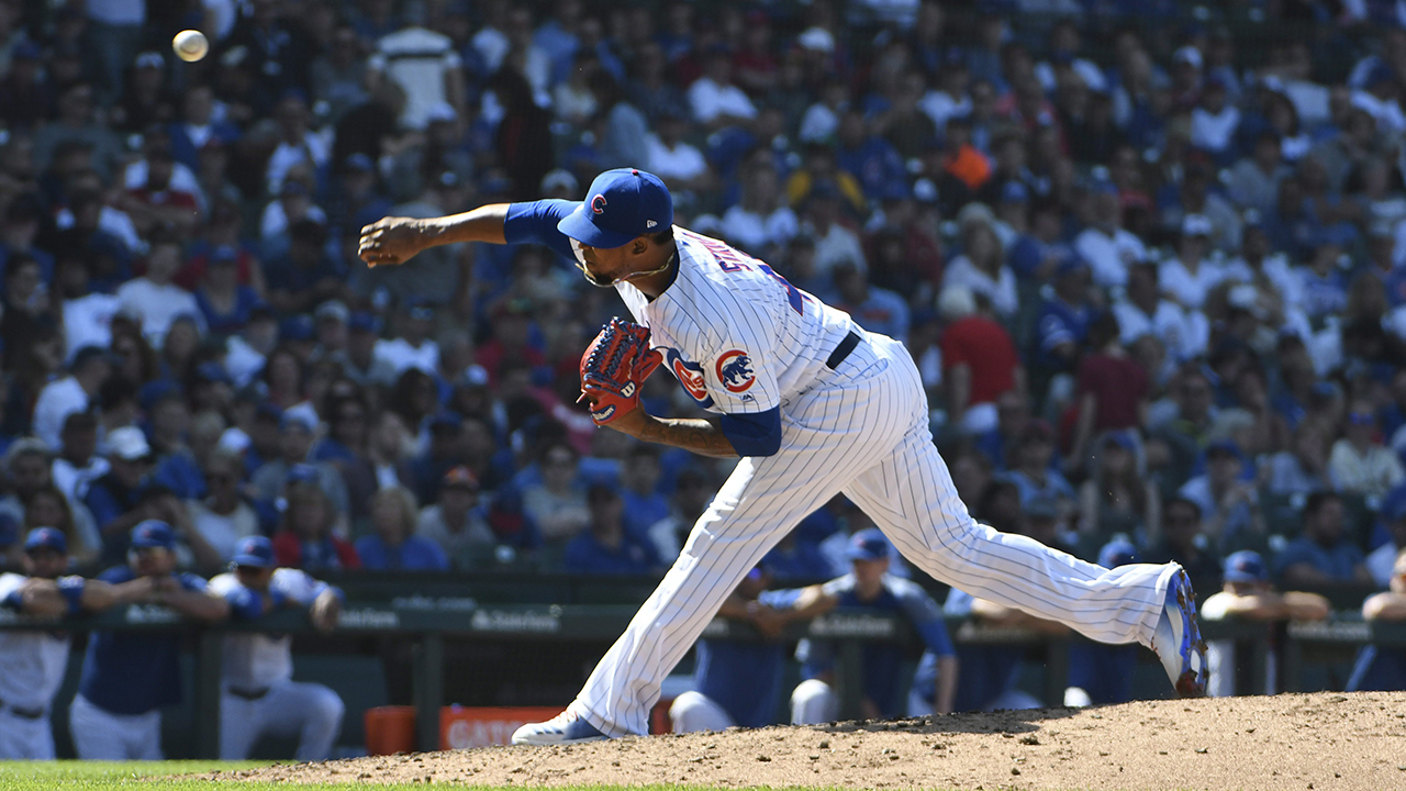Chicago Cubs relief pitcher Pedro Strop (46) delivers against the St. Louis Cardinals. (David Banks/AP)