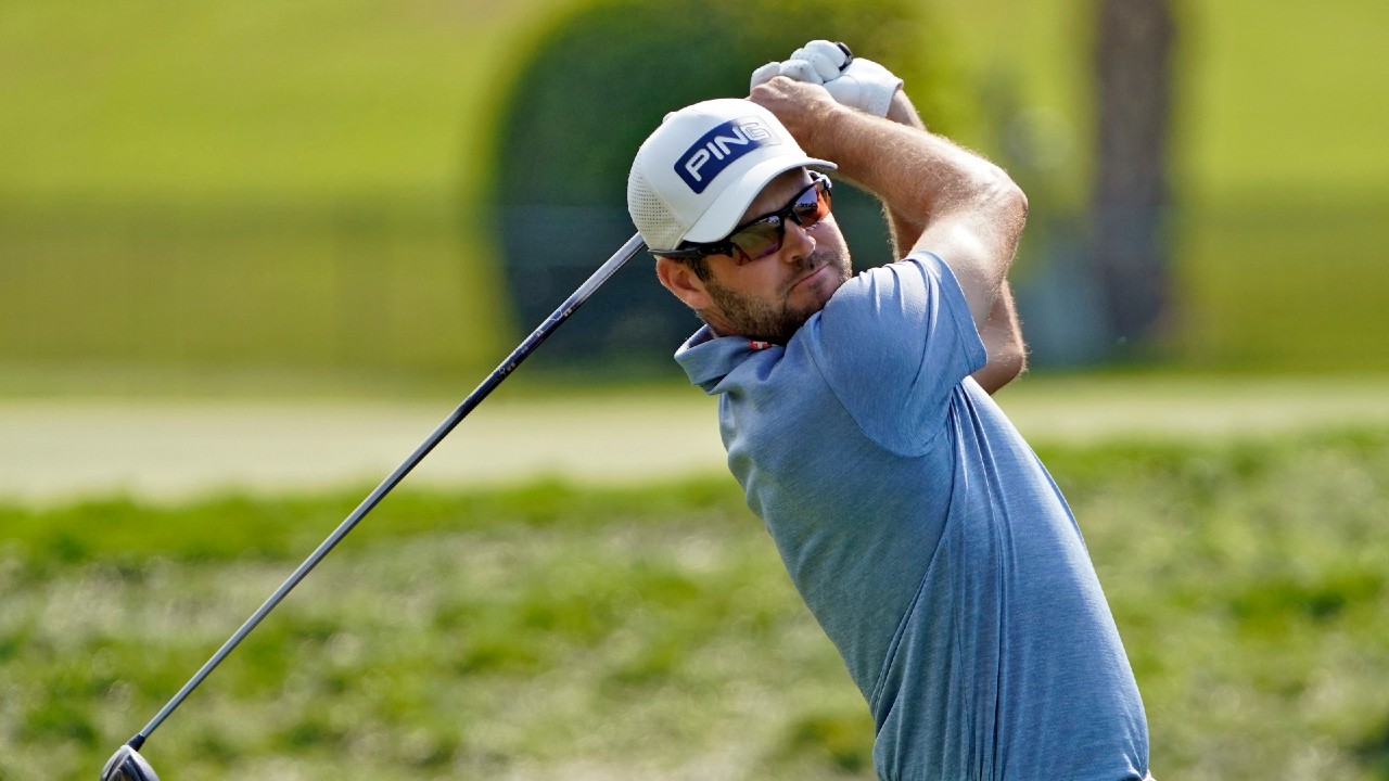 Corey Conners, of Canada, tees off on the 18th hole during the first round of the Arnold Palmer Invitational golf tournament Thursday, March 4, 2021, in Orlando, Fla. (John Raoux/AP)