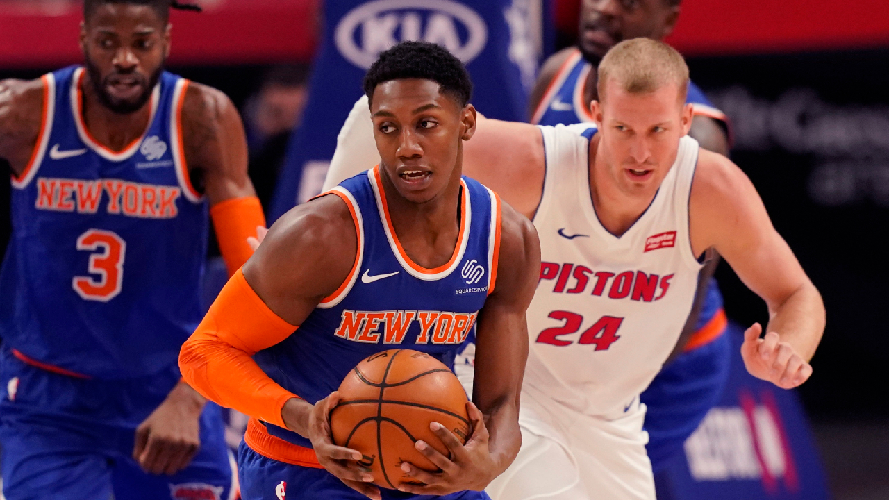 New York Knicks guard RJ Barrett (9). (Carlos Osorio/AP)
