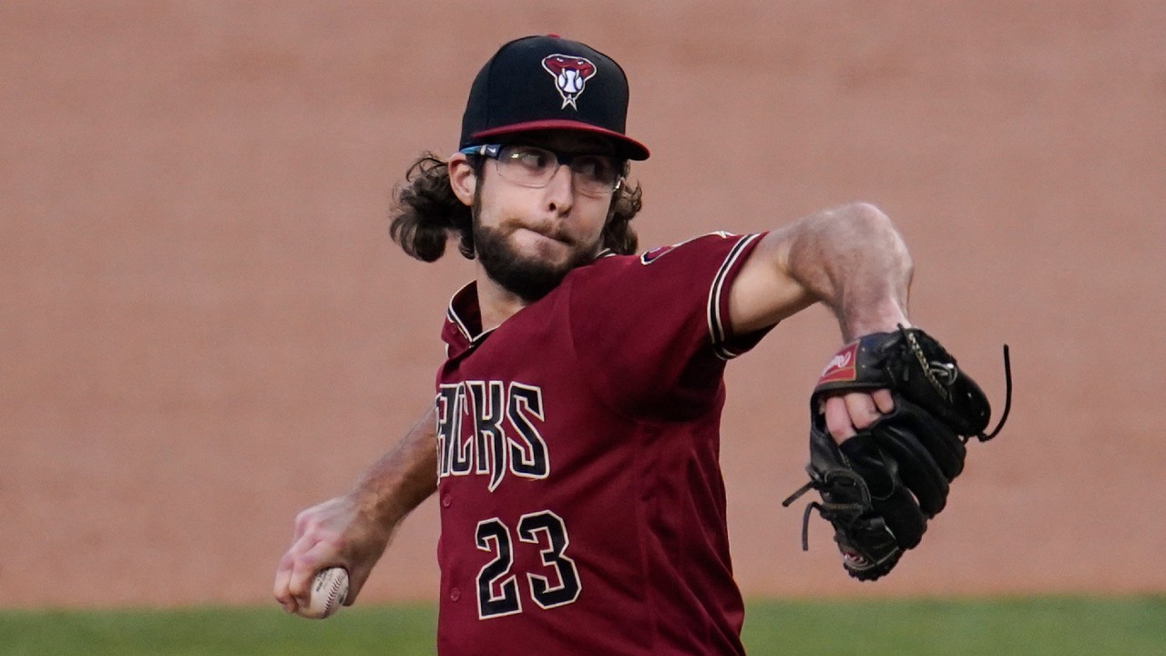 Arizona Diamondbacks starting pitcher Zac Gallen throws to a Los Angeles Dodgers batter during the first inning of a baseball game Wednesday, Sept. 2, 2020, in Los Angeles. (AP Photo/Marcio Jose Sanchez)