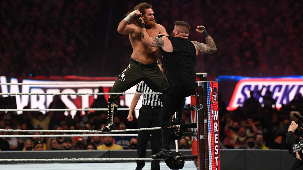 Sami Zayn and Kevin Owens at Wrestlemania 37. (WWE Photo)