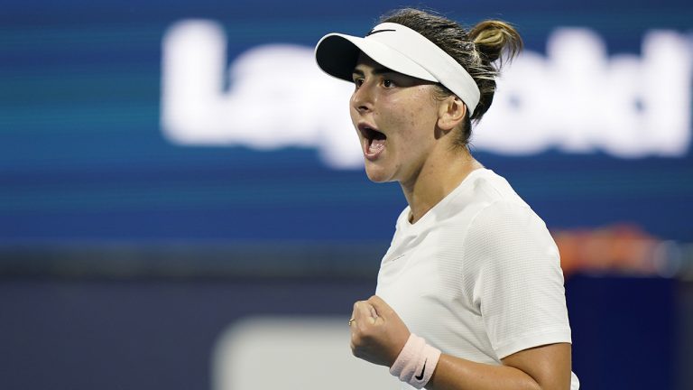 Canada's Bianca Andreescu celebrating. (Wilfredo Lee/AP)