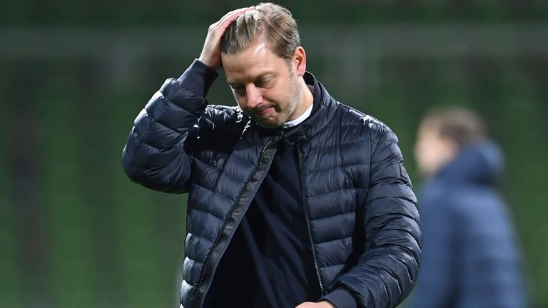Bremen's former head coach Florian Kohfeldt. (Carmen Jaspersen/Pool Photo via AP)