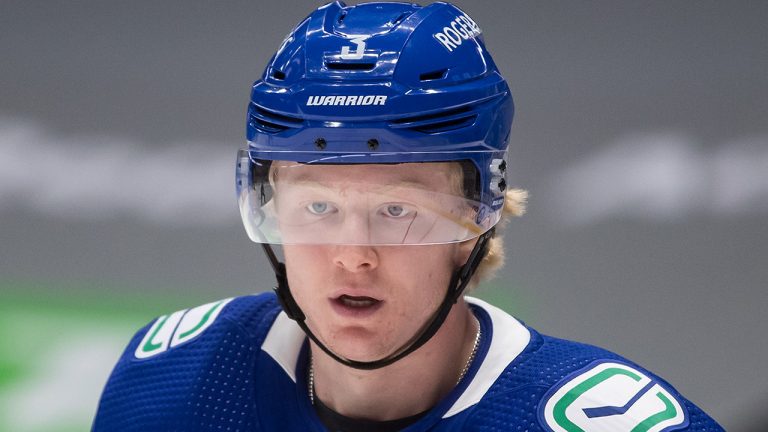 Vancouver Canucks' Jack Rathbone skates during the first period of an NHL hockey game against the Edmonton Oilers. (Darryl Dyck/CP)