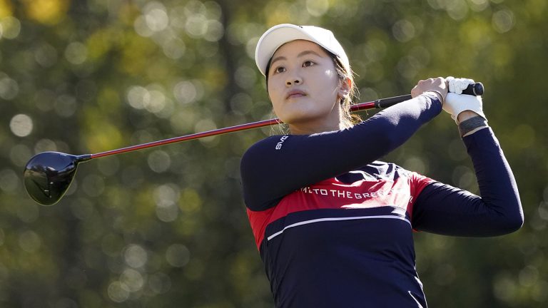 Xiyu Lin, of China, watches her shot (AP Photo/Eric Gay)
