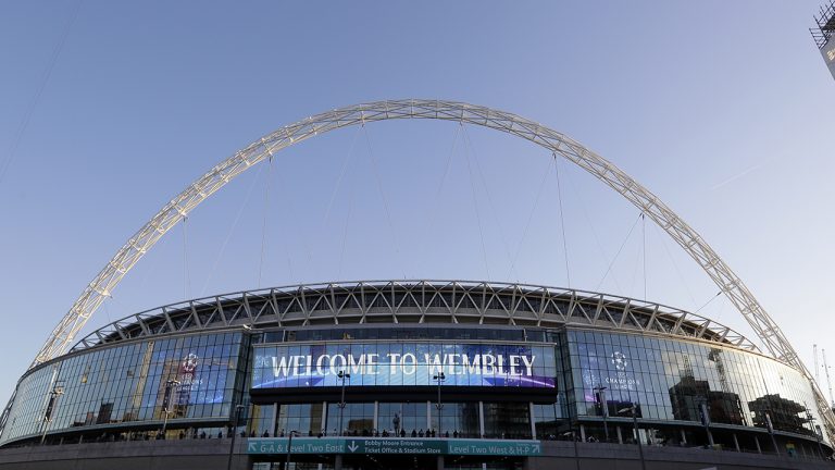 Wembley Stadium in London. (AP Photo/Kirsty Wigglesworth, File)