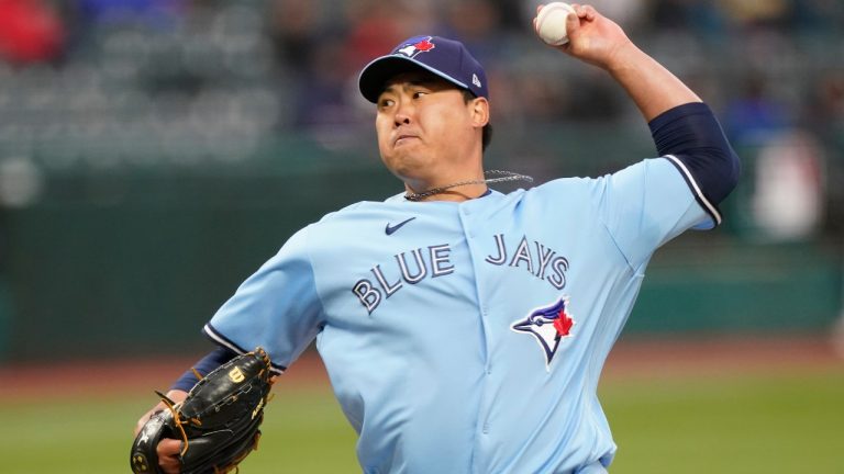 Toronto Blue Jays starting pitcher Hyun-Jin Ryu delivers in the first inning. (Tony Dejak/AP)