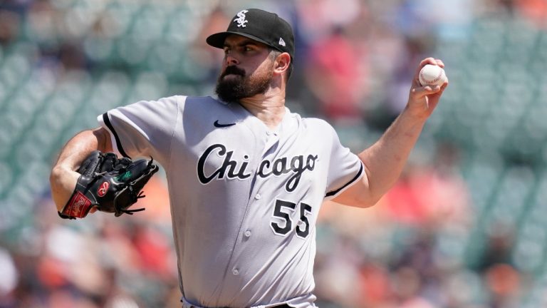 Chicago White Sox starting pitcher Carlos Rodon throws during the first inning of a baseball game against the Detroit Tigers, Sunday, June 13, 2021, in Detroit. (Carlos Osorio/AP)