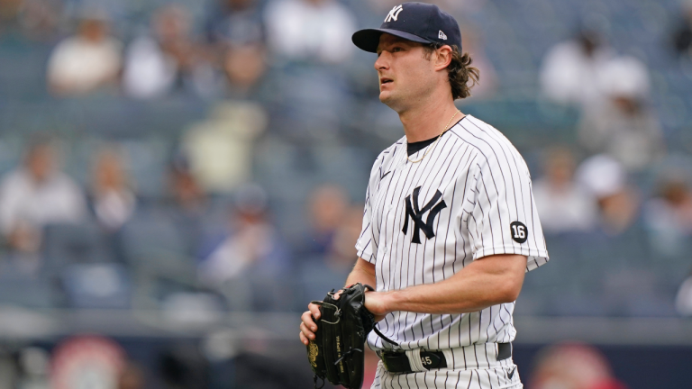New York Yankees starting pitcher Gerrit Cole (45). (Kathy Willens / AP)