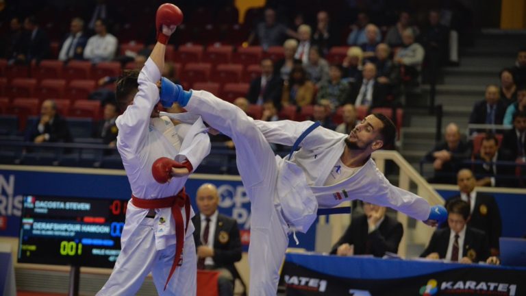 Hamoon Derafshipour is seen during a karate competition in an undated handout photo. Derafshipour, who is based in Kitchener, Ont., is originally from Iran and was selected to the IOC's 29-member Olympic Refugee Team earlier this week. (Canadian Olympic Committee / CP)
