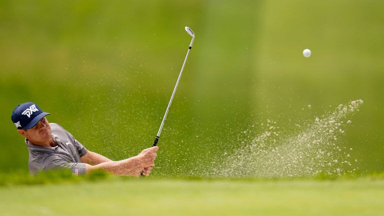 Kyle Westmoreland hits out of a bunker on the 13th hole during the U.S. Open Golf Championship at Torrey Pines Golf Course in San Diego. (Gregory Bull/AP) 