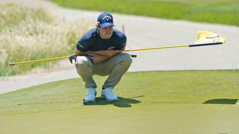 Thomas Detry, of Belgium, looks over a putt on the first hole during the second round of the PGA Championship golf tournament on the Ocean Course Friday, May 21, 2021, in Kiawah Island, S.C. (Matt York/AP)