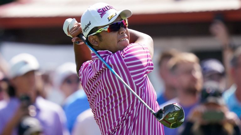 Hideki Matsuyama drives off the third hole tee during the first round of the Rocket Mortgage Classic golf tournament, Thursday, July 1, 2021, at the Detroit Golf Club in Detroit. (Carlos Osorio/AP) 