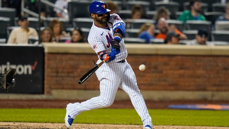 New York Mets' Jonathan Villar hits a home run during the seventh inning of a baseball game against the Pittsburgh Pirates, Friday, July 9, 2021, in New York. (Frank Franklin II/AP)