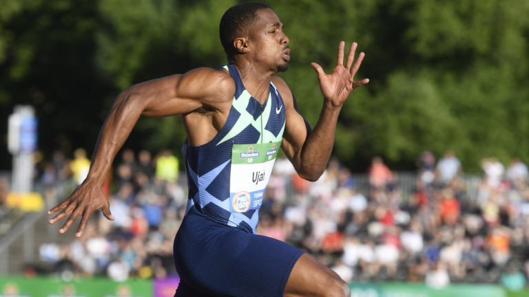 Chijindu Ujah of Great Britain and NI during men's 100m heat at the athletics Paavo Nurmi Games in Turku, Finland on Tuesday, 11th August, 2020. (LEHTIKUVA / VESA MOILANEN)