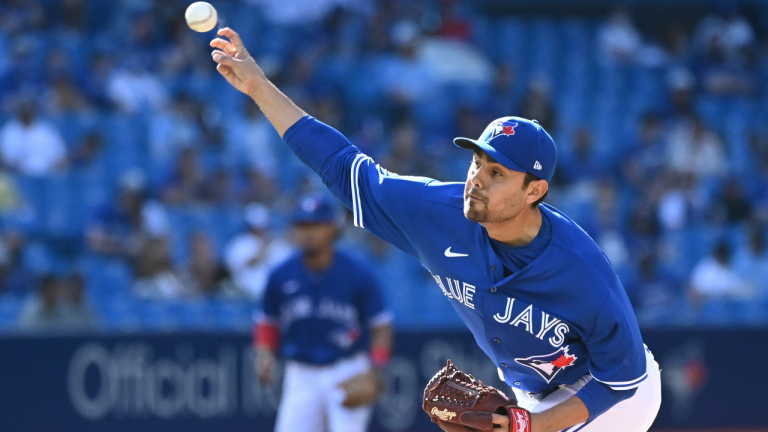 Toronto Blue Jays’ Joakim Soria pitches in the eighth inning against the Cleveland Indians during MLB action in Toronto on Monday, August 2, 2021. (Jon Blacker / CP)
