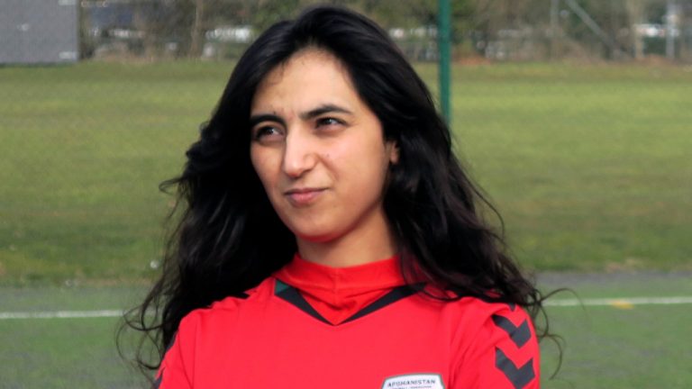 Khalida Popal, the former Afghanistan national women's team captain, in Copenhagen in 2016. (Jan M. Olsen/AP)